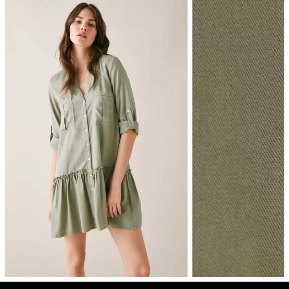 Zara Green Mini Shirt Dress